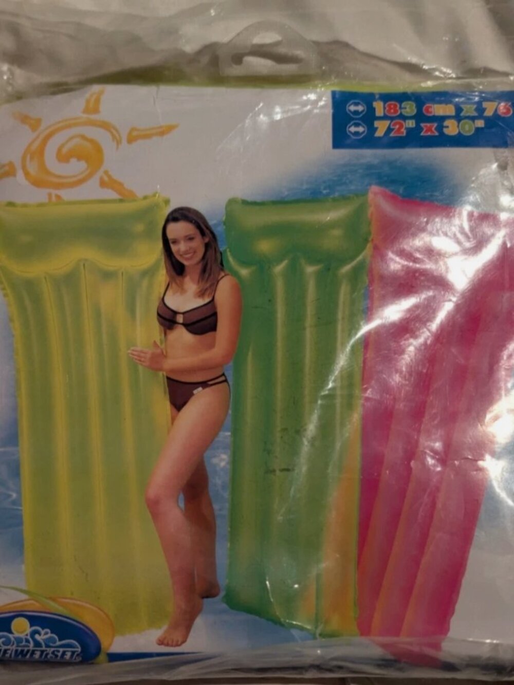 Vintage INTEX the wet set 2000 Swim Pool Air Mat, Raft, Float, 72" x 30" yellow